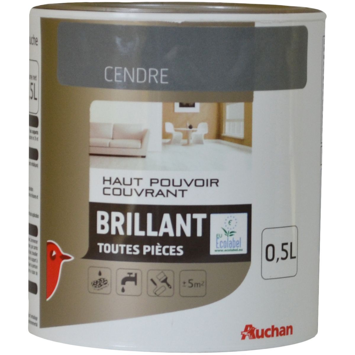 AUCHAN Peinture murale Cendre brillant 