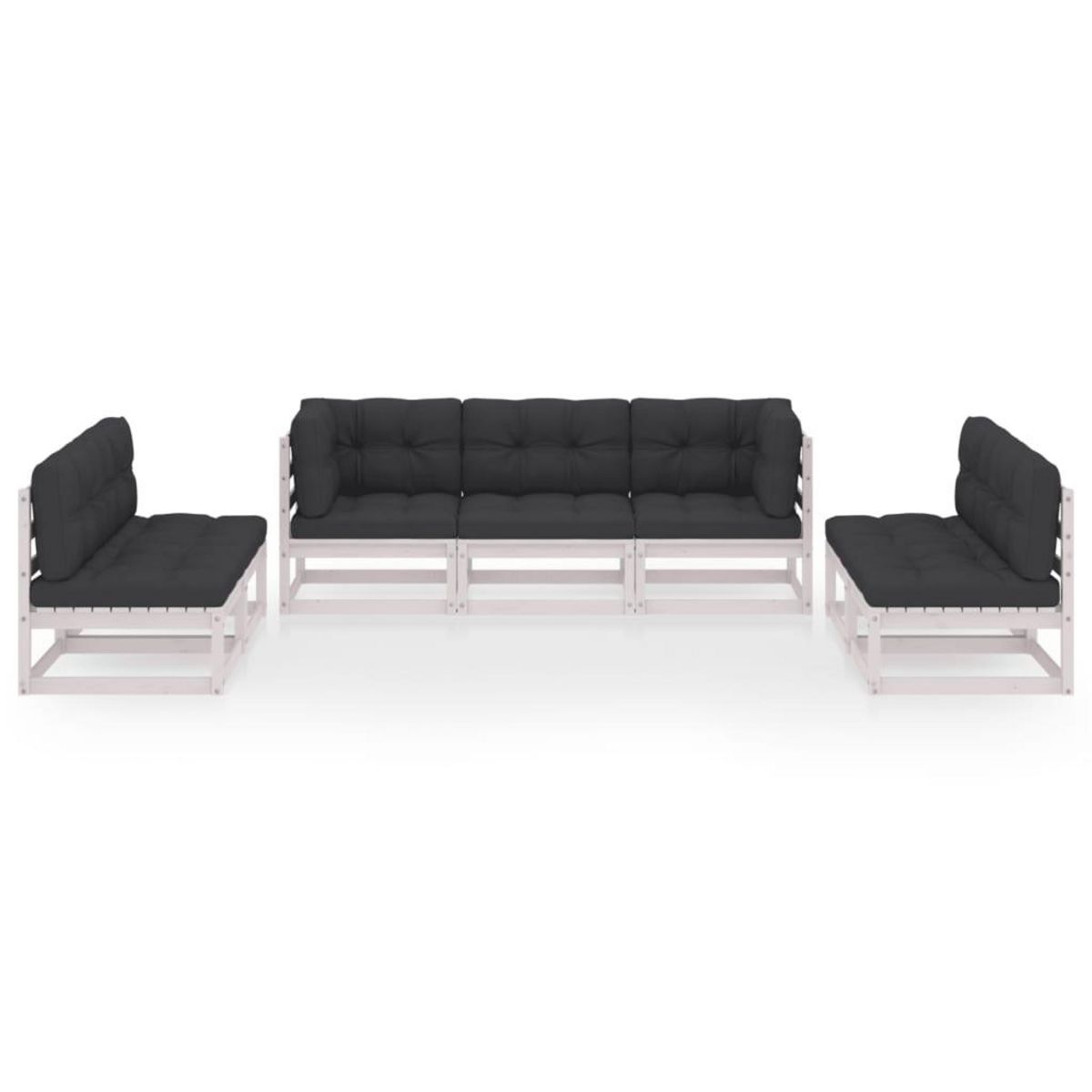 VIDAXL Salon de jardin 7 pcs avec coussins Bois de pin massif