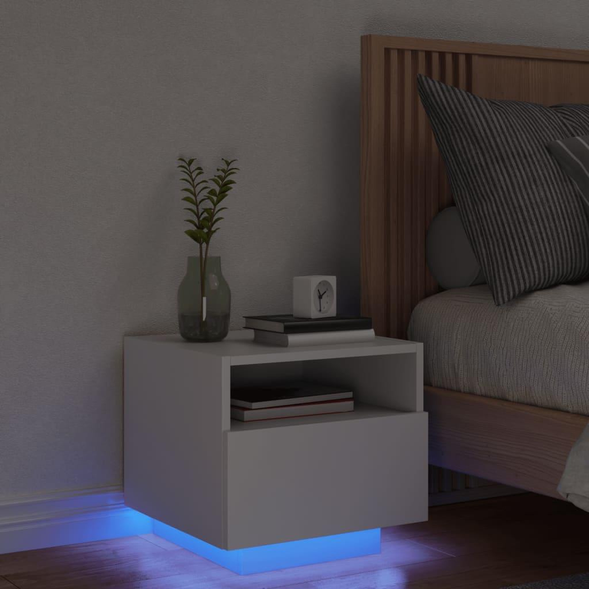 VIDAXL Table de chevet avec lumieres LED blanc 40x39x37 cm