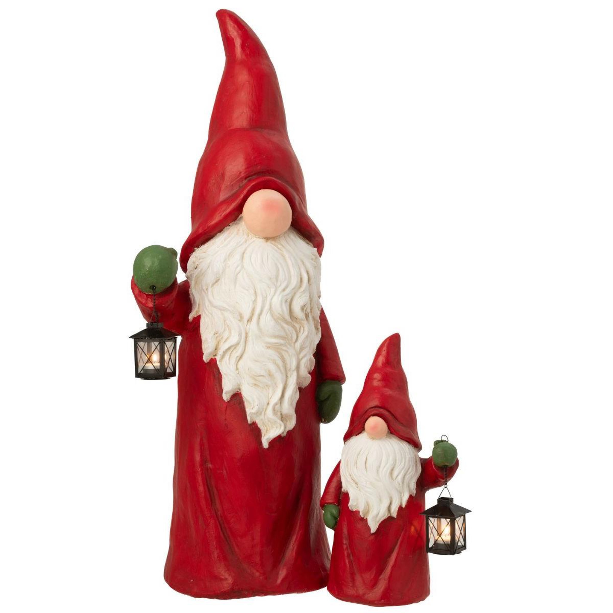 Voir la diapositive 3 : J-LINE Statuette lutin de noël  lanterne  47cm multicolore
