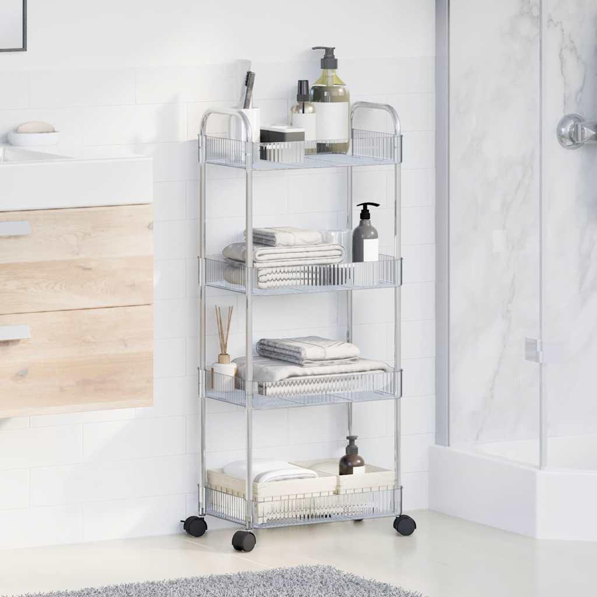Voir la diapositive 3 : VIDAXL Chariot de rangement a 4 niveaux transparent acrylique