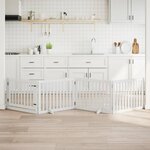 VIDAXL Barriere pour chiens et porte 4 panneaux blanc bois de peuplier