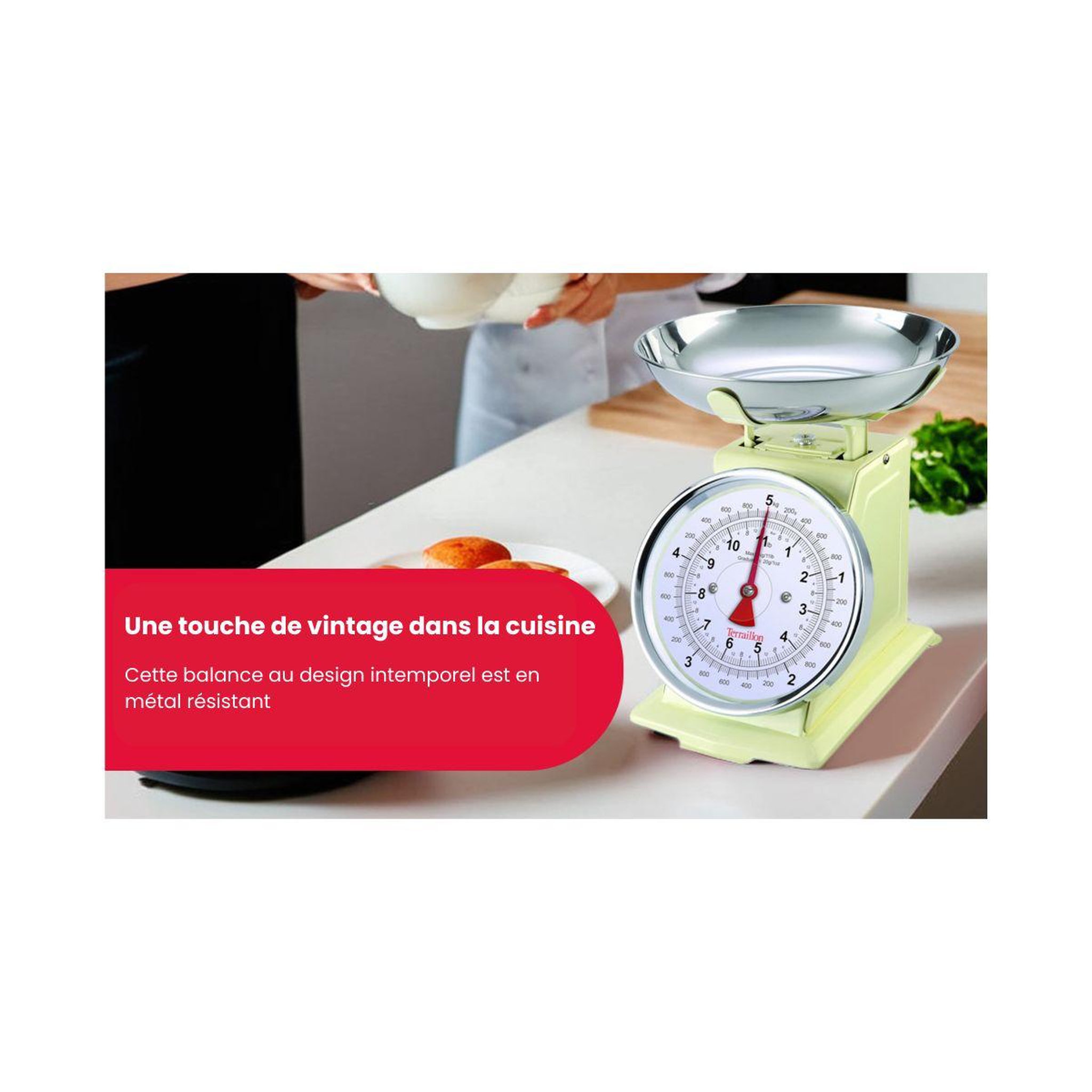Voir la diapositive 5 : Terraillon Balance de cuisine tradition 500 crème