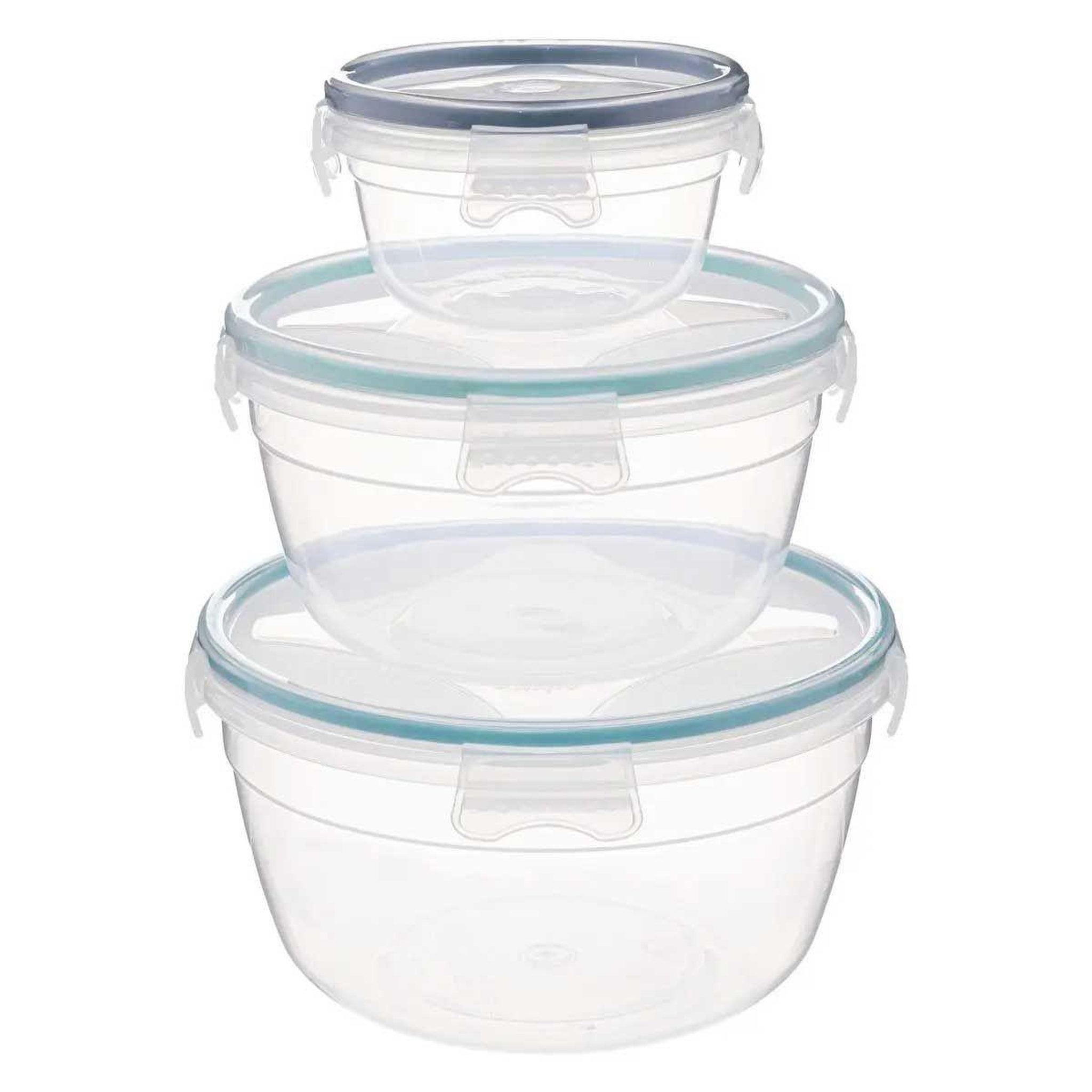 Voir la diapositive 1 : FIVE Lot de 3 boîtes de conservation rondes  clipeat  18cm bleu