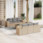 VIDAXL Salon de jardin avec coussins 7 pcs beige resine tressee