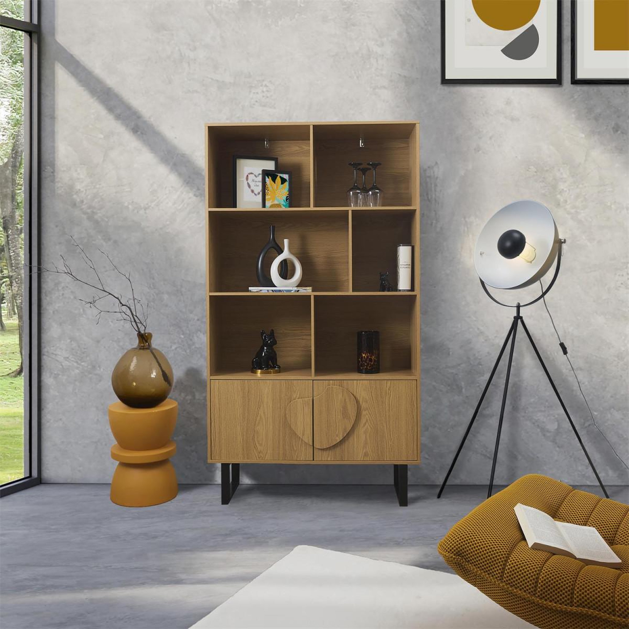 Voir la diapositive 6 : The Home Deco Factory Bibliothèque design  calypso  180cm marron