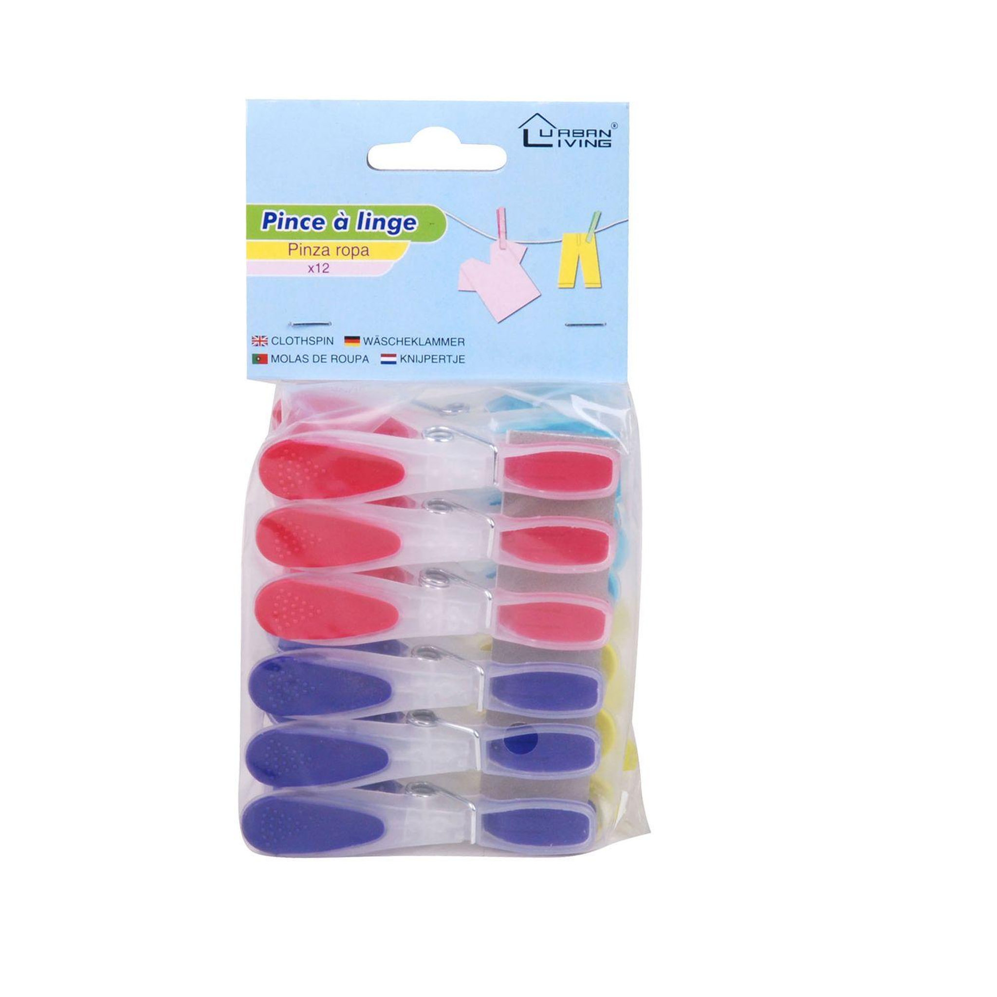 DIVERS 12 Pinces à linge - Plastique - Multicolore
