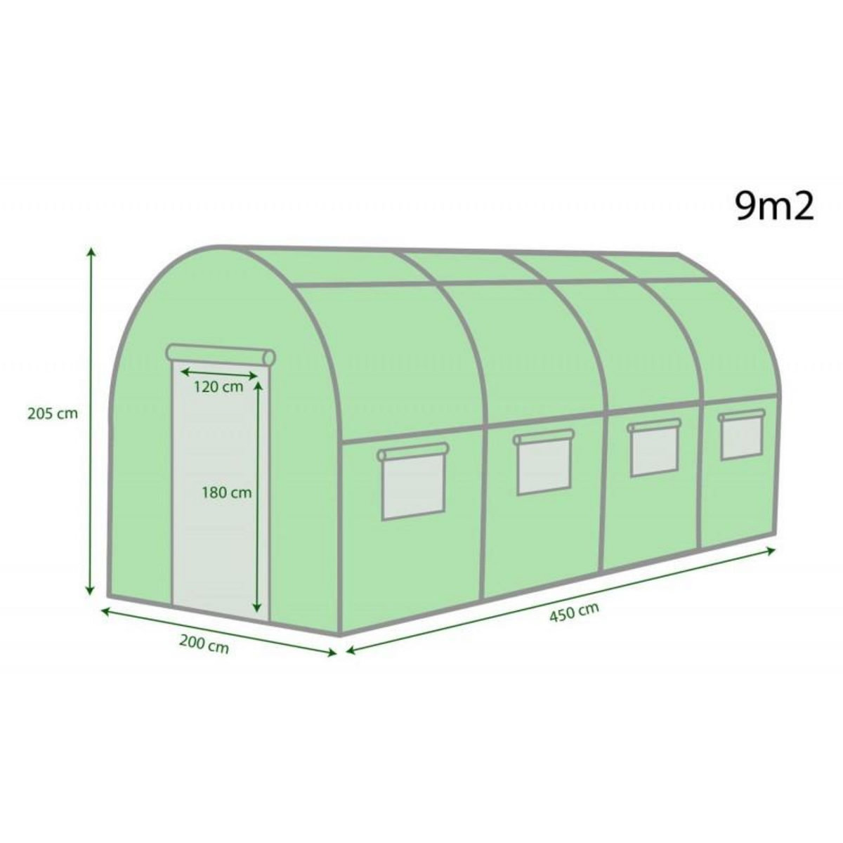 EUROSPEN Bâche armée pour serre de jardin tunnel 9m2 Green Roof