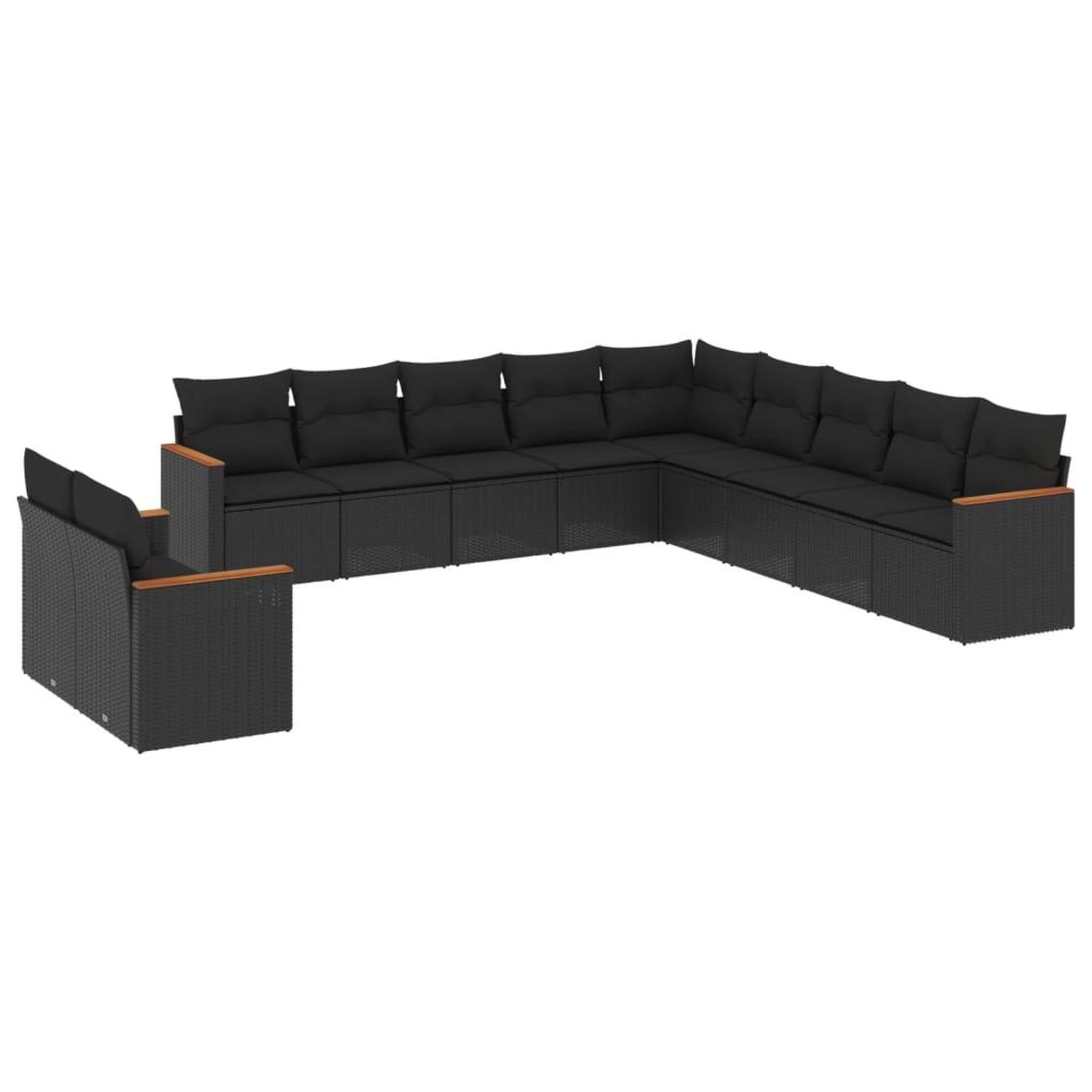 Voir la diapositive 2 : VIDAXL Salon de jardin 11 pcs avec coussins noir resine tressee