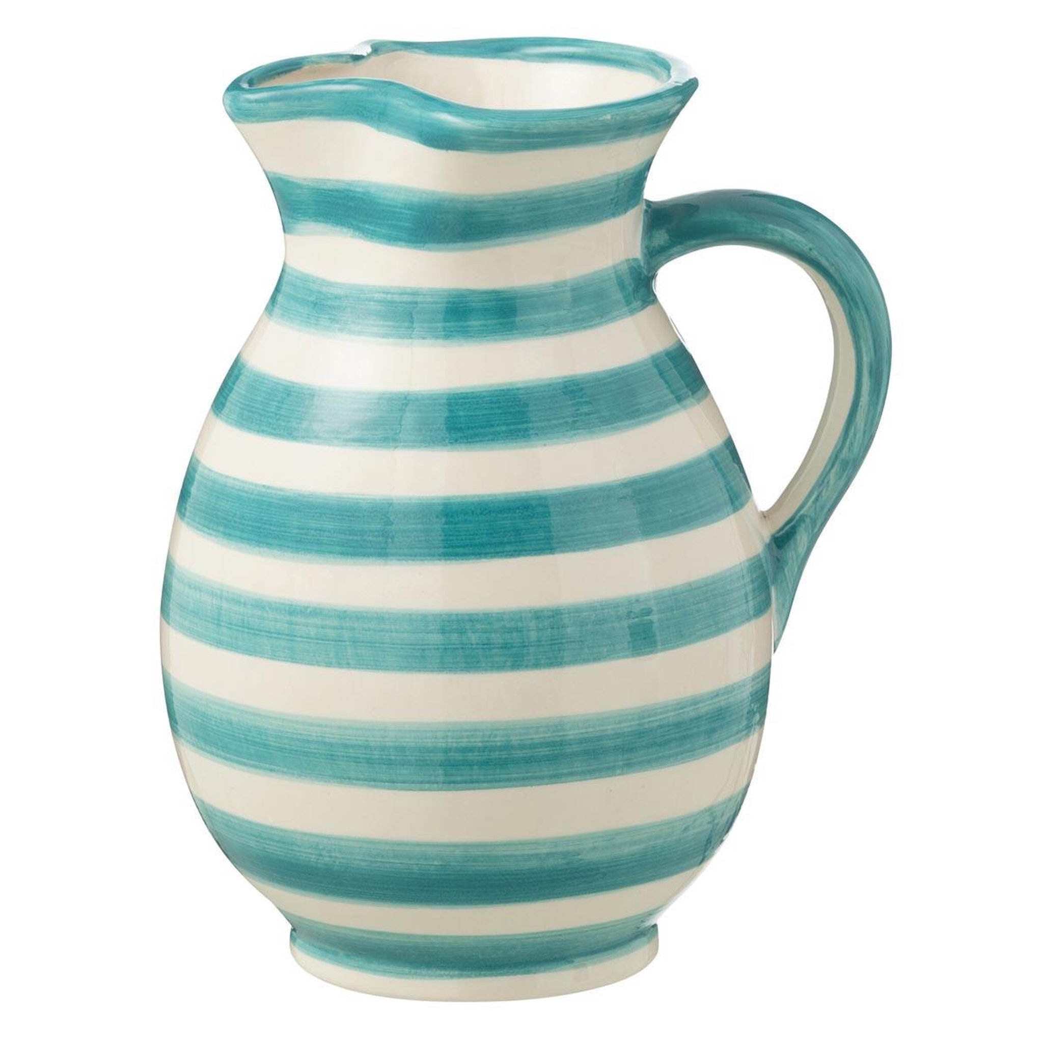 J-LINE Pichet en céramique  granada rayure  1,6l bleu aqua
