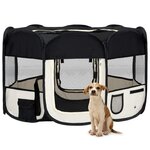 VIDAXL Parc pliable pour chien avec sac de transport Noir 125x125x61cm