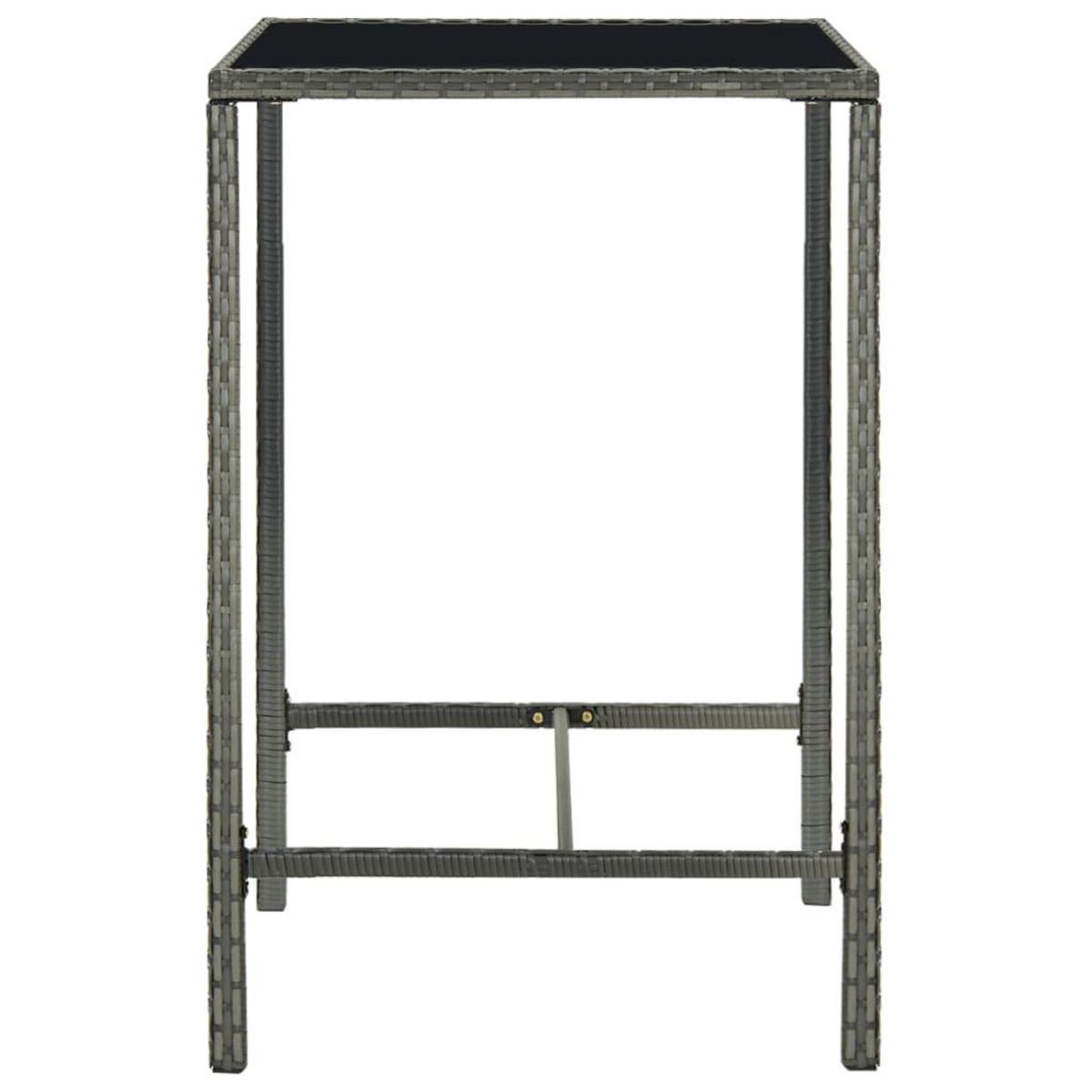 VIDAXL Table de bar de jardin Gris 70x70x110cm Resine tressee et verre