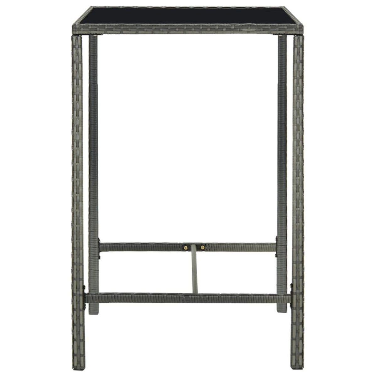 VIDAXL Table de bar de jardin Gris 70x70x110cm Resine tressee et verre
