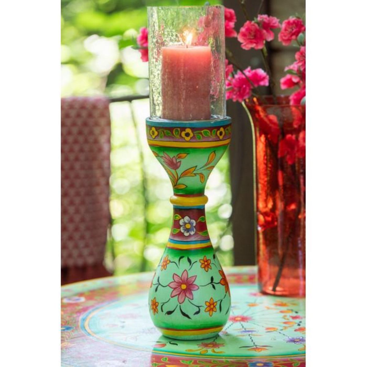 Paris Prix Photophore Déco en Bois  Mumbai  46cm Multicolore