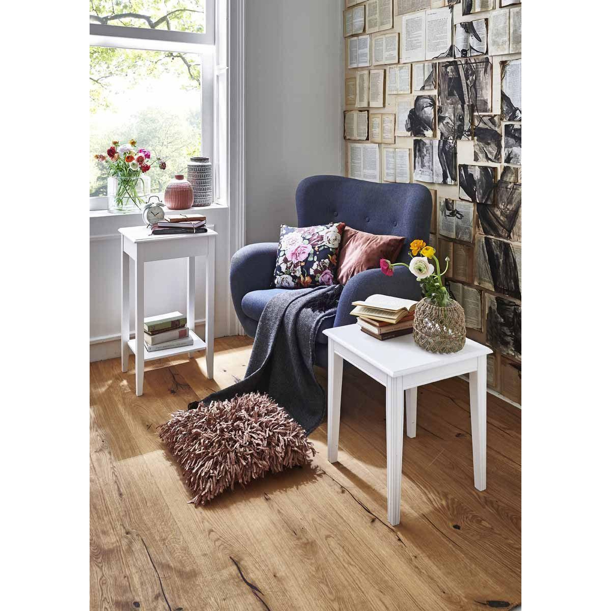 Voir la diapositive 2 : Paris Prix Table d'appoint carrée en bois  elsa  51cm blanc