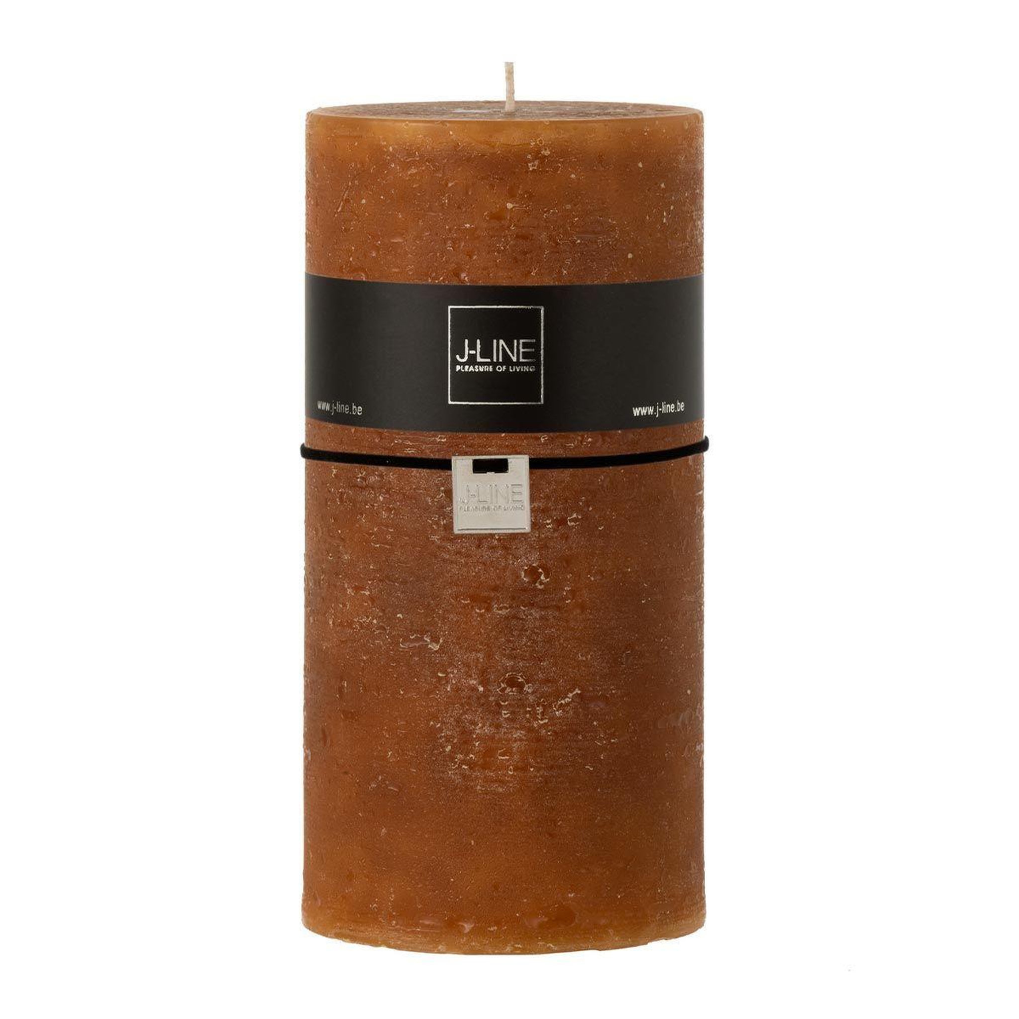 J-LINE Bougie cylindrique déco  junina  20cm caramel
