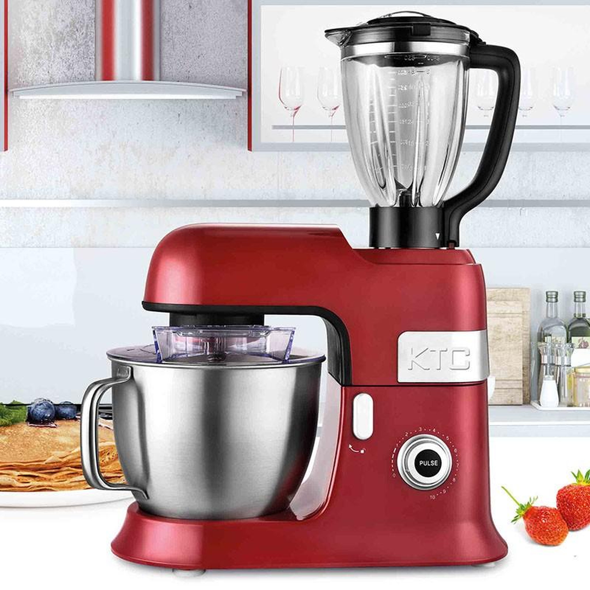 Voir la diapositive 4 : KITCHENCOOK Kitchencook - robot pétrin 6,5l avec blender - 1300w - 10 vitesses+pulse - mouvement planétaire - bol en acier - kit pâtisserie