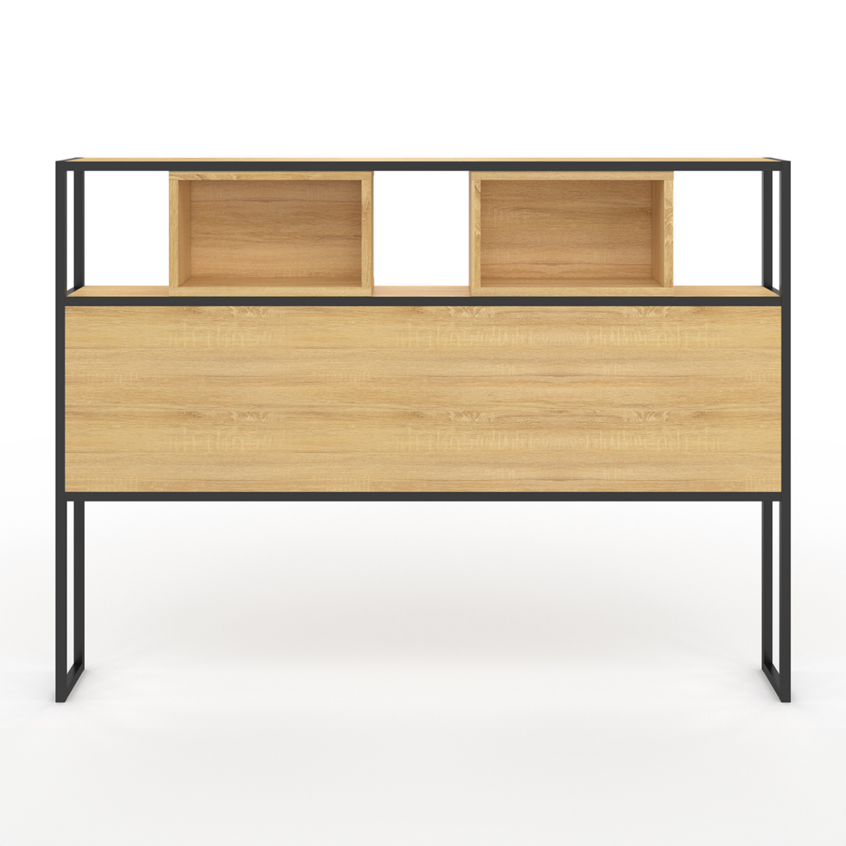 ID MARKET Tête de lit sur pied DETROIT 165 cm bois et métal noir design industriel