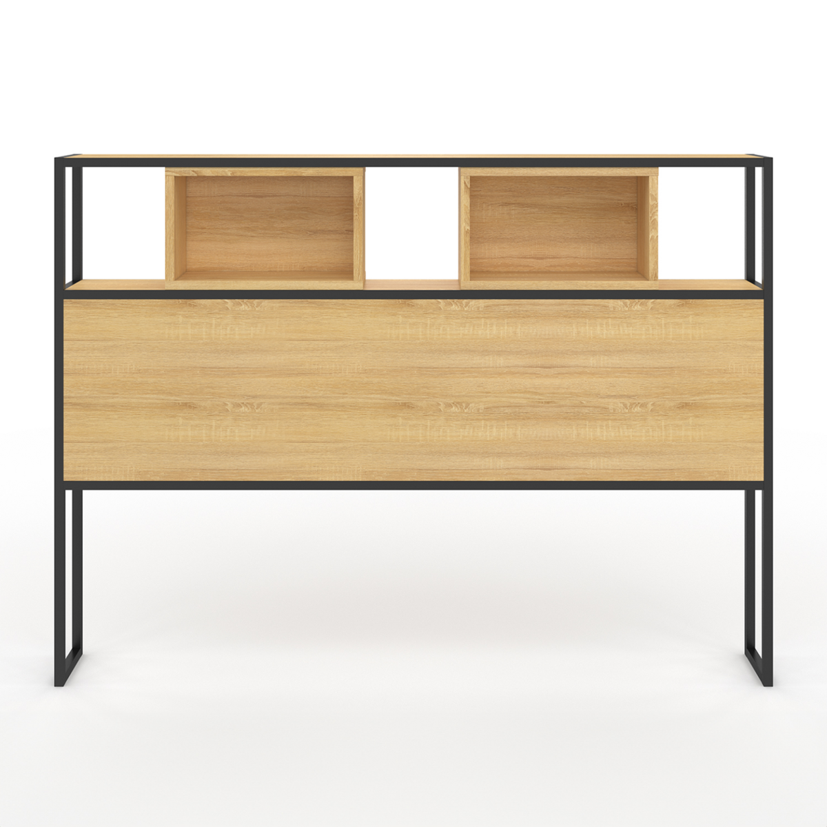 ID MARKET Tête de lit sur pied DETROIT 165 cm bois et métal noir design industriel