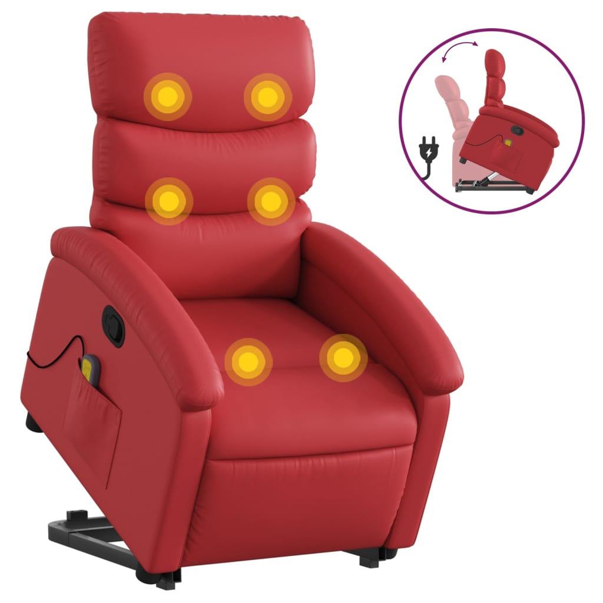 Voir la diapositive 2 : VIDAXL Fauteuil inclinable de massage Rouge Similicuir