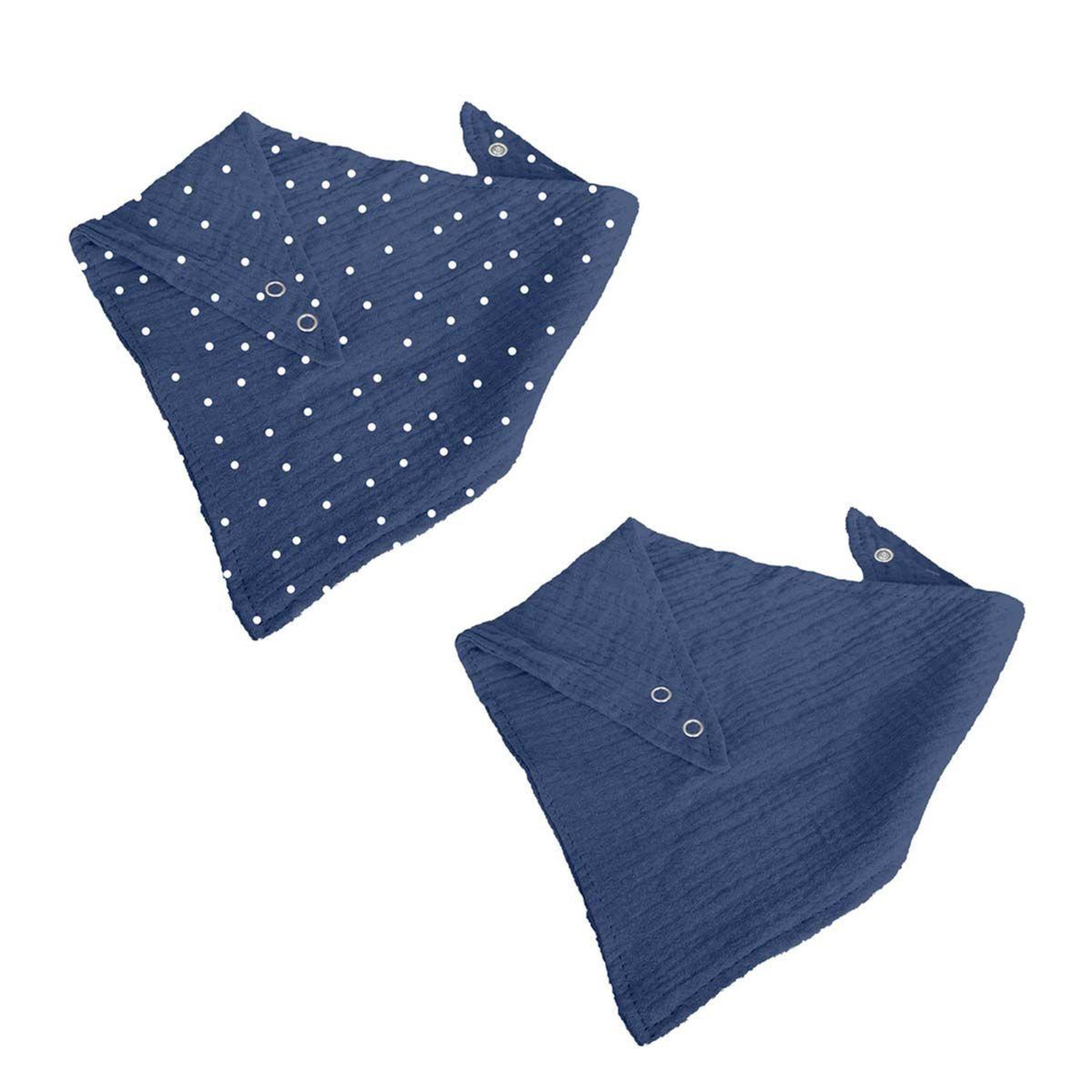 BEBE DOUCEUR Lot de 2 bavoirs bébé  bandana  41cm bleu foncé
