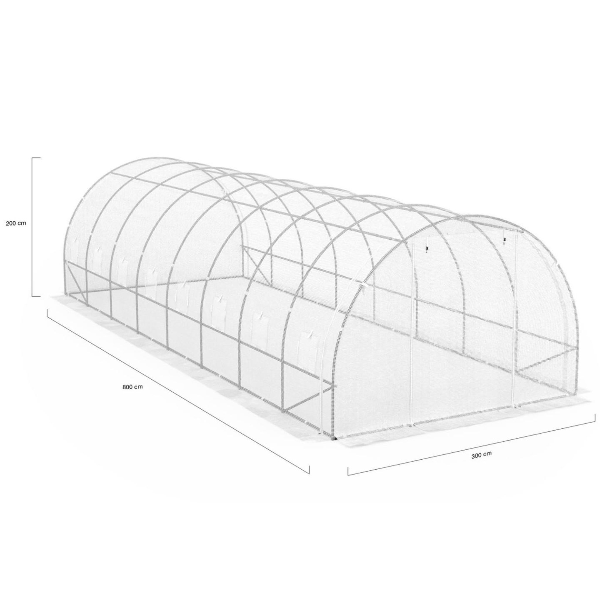 Voir la diapositive 5 : ID MARKET Serre de jardin tunnel 24m² 8 x 3 x 2 m acier galvanisé + bâche anti-uv avec porte et fenêtres des andes blanche toutes saisons