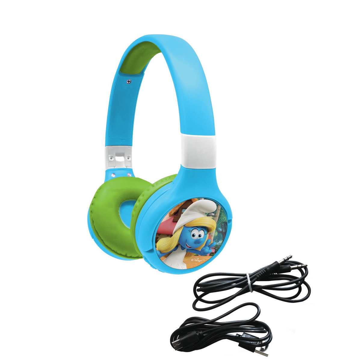 Lexibook Casque 2 en 1 Schtroumpfs Bluetooth et Filaire avec limitation de son