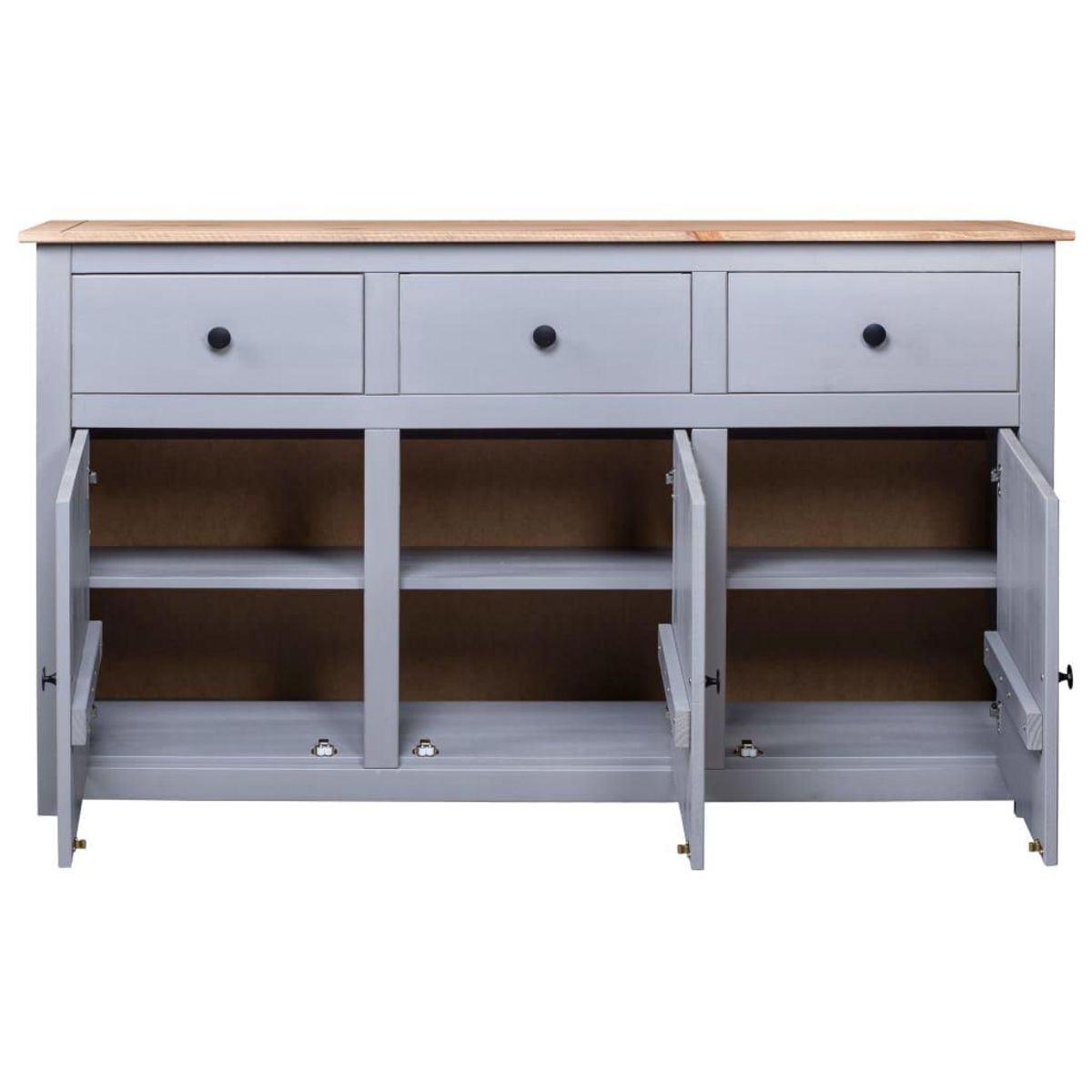 VIDAXL Buffet Gris 135x40x80 cm Pin solide Assortiment Panama