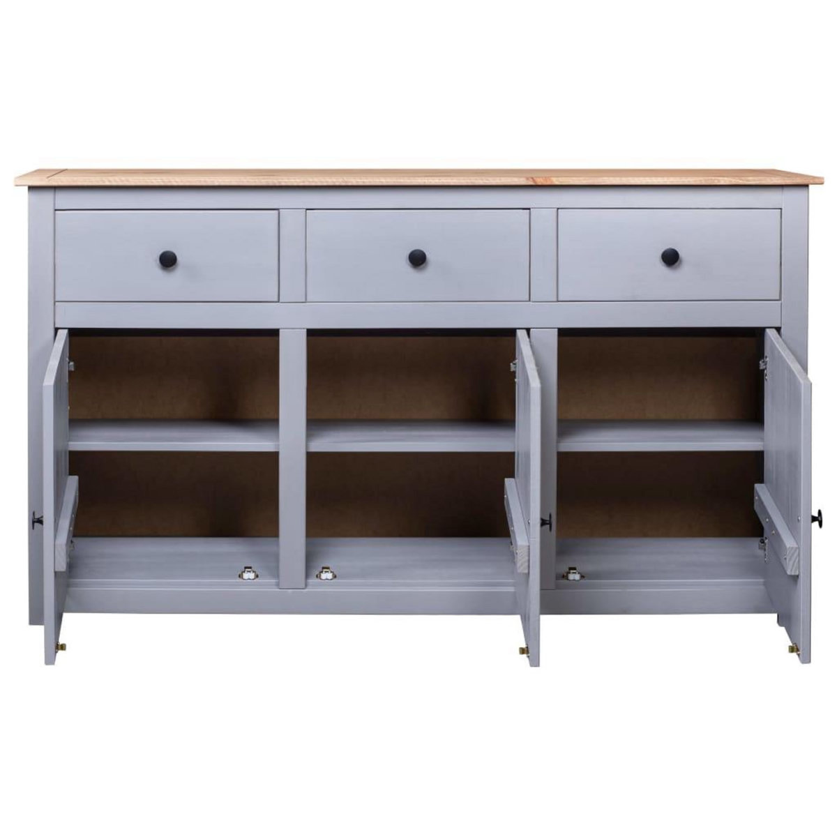 VIDAXL Buffet Gris 135x40x80 cm Pin solide Assortiment Panama