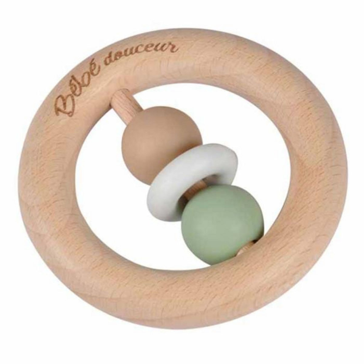 Paris Prix Jouet d'Éveil Bébé  Anneau Bois  7cm Naturel & Vert