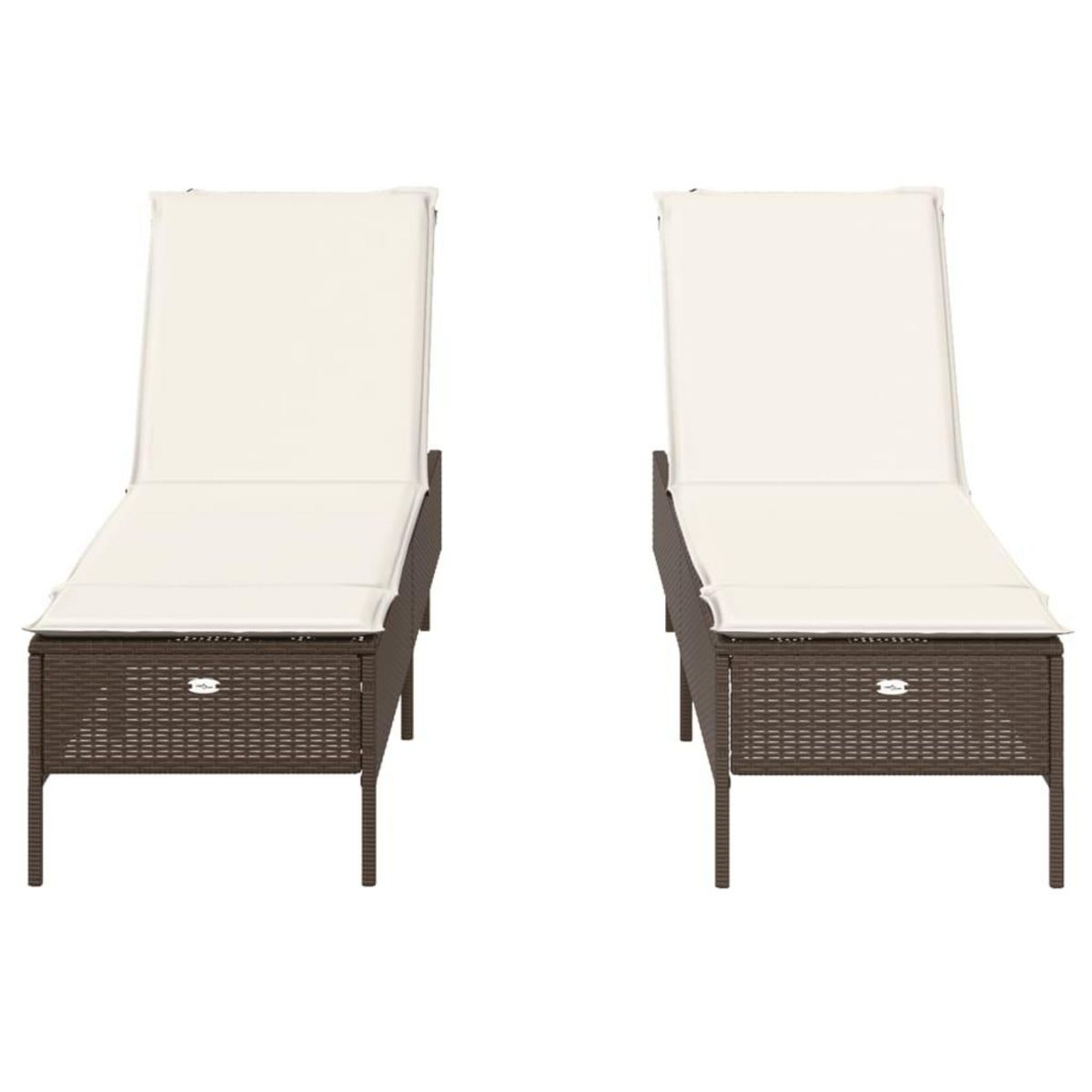 VIDAXL Chaises longues avec coussins lot de 2 marron resine tressee