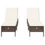 Voir la diapositive 5 : VIDAXL Chaises longues avec coussins lot de 2 marron resine tressee
