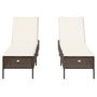 Voir la diapositive 5 : VIDAXL Chaises longues avec coussins lot de 2 marron resine tressee