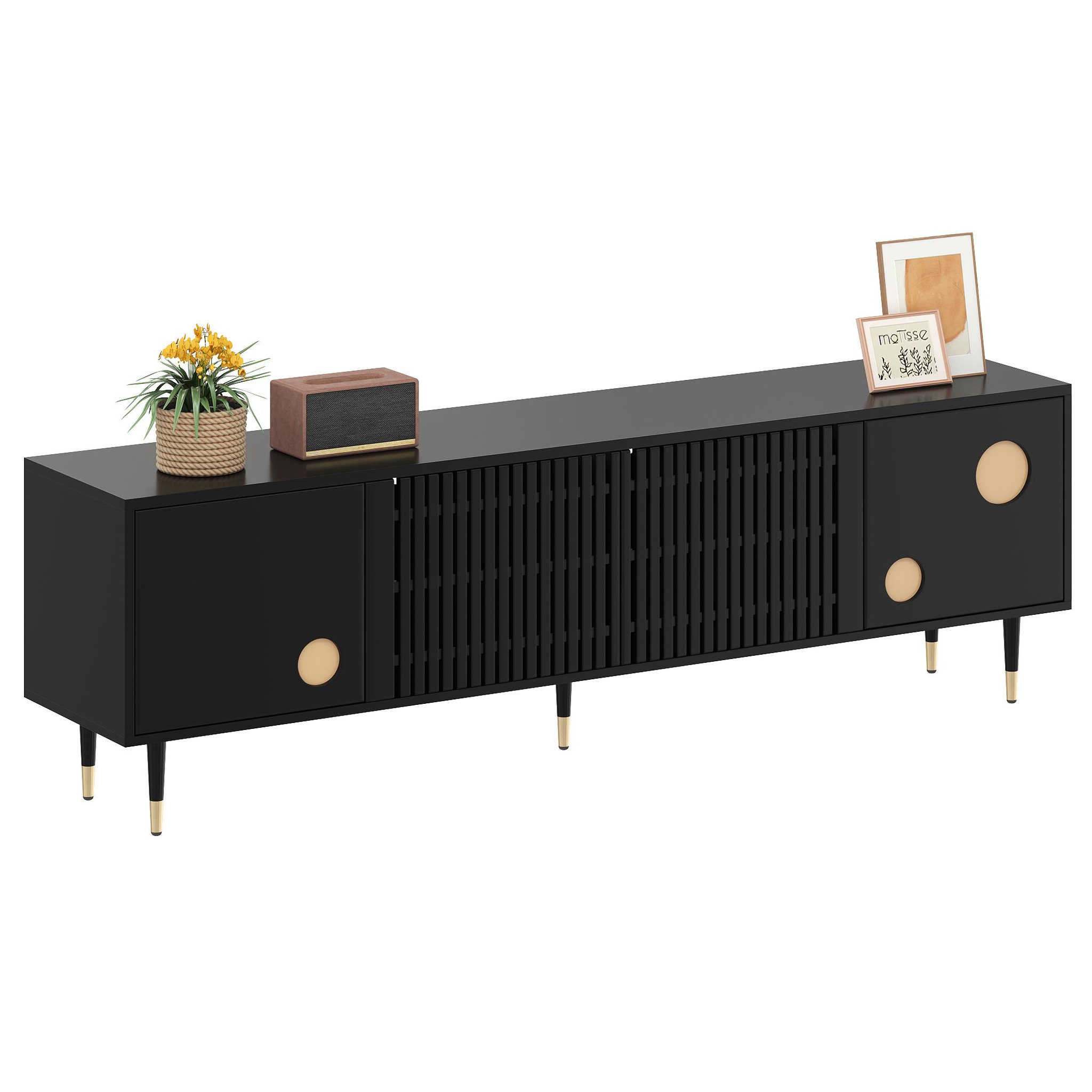 MERAX Meuble tv. Coloris disponibles : Noir