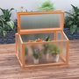 Voir la diapositive 2 : OUTSUNNY Mini serre de jardin serre à tomates dim. 90L x 80l x 58H cm toits ouvrables panneaux de polycarbonate bois sapin pré-huilé