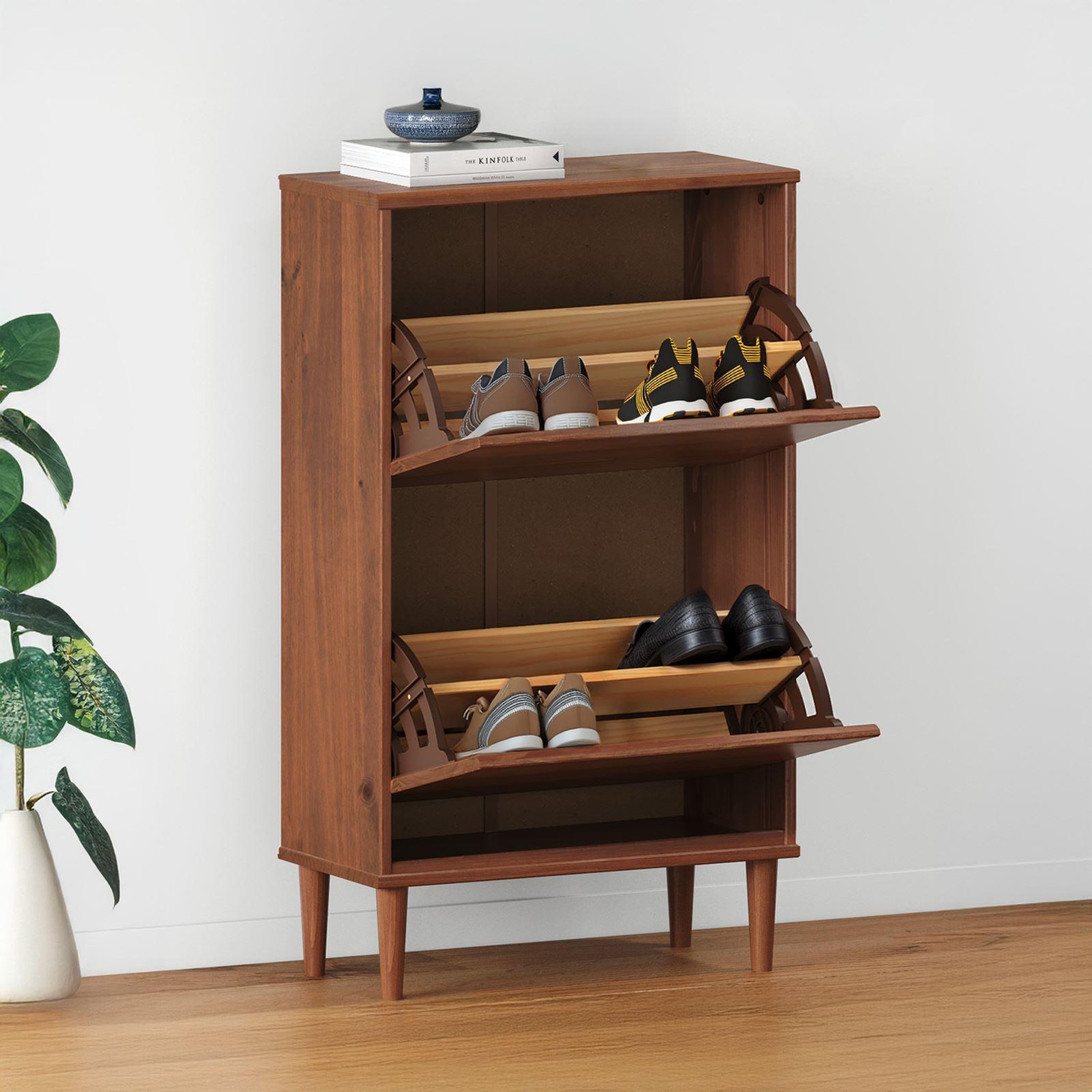 Voir la diapositive 5 : IDIMEX Meuble à chaussures entrée mikka en bois massif