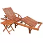 VIDAXL Chaise longue avec table Bois d'acacia solide