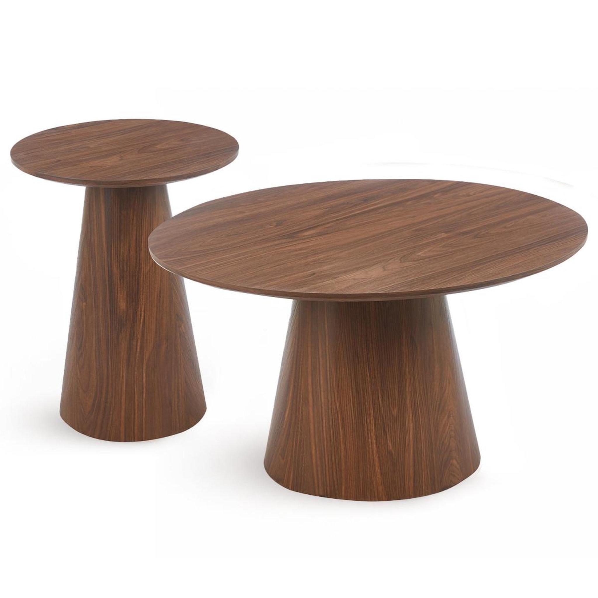 Paris Prix Lot de 2 tables basses rondes  ronda  80cm bois noisette