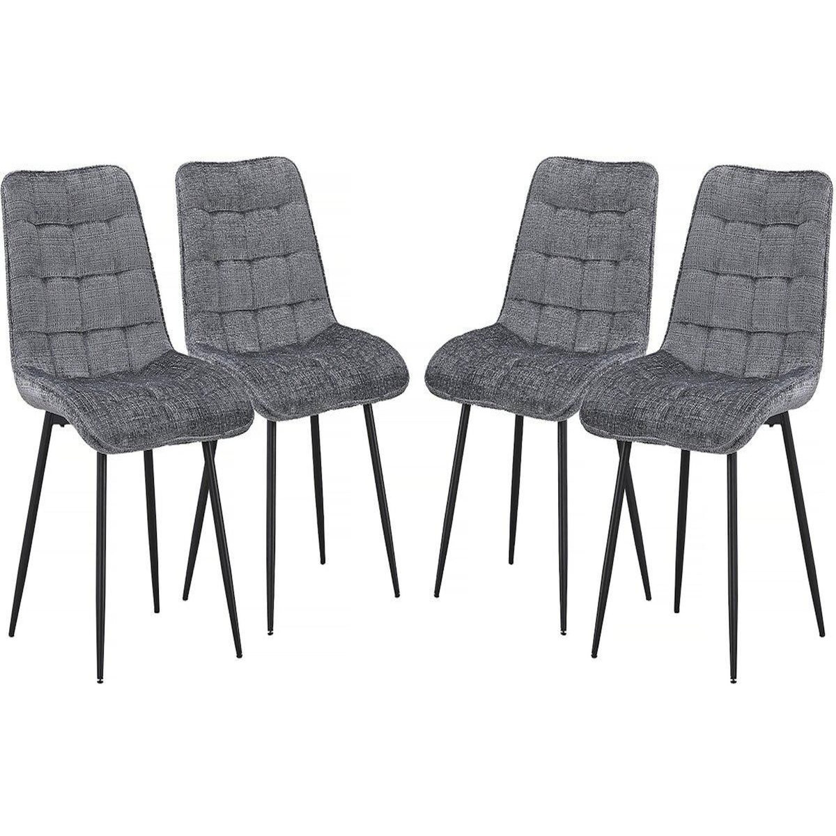 Habitat et Jardin Chaise de salle a manger en tissu haut de gamme   Yanis  - Lot de 4 - Gris