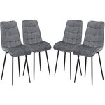 Habitat et Jardin Chaise de salle a manger en tissu haut de gamme   Yanis  - Lot de 4 - Gris