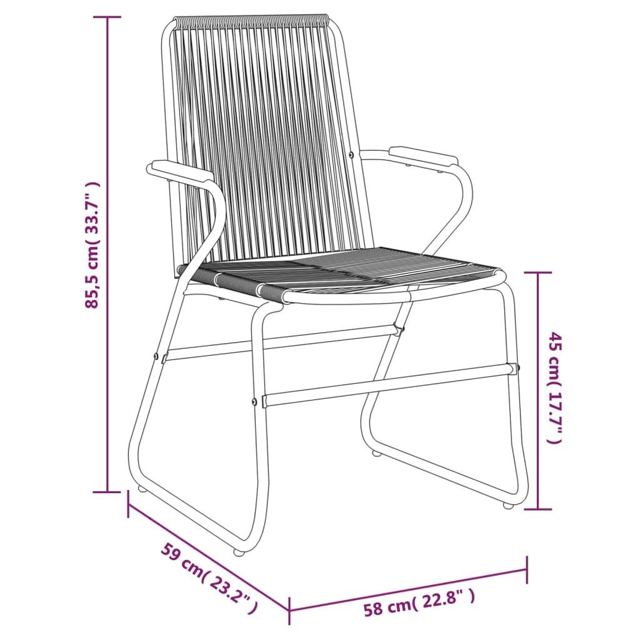 Voir la diapositive 6 : VIDAXL Chaises de jardin lot de 2 noir 58x59x85,5 cm Rotin PVC