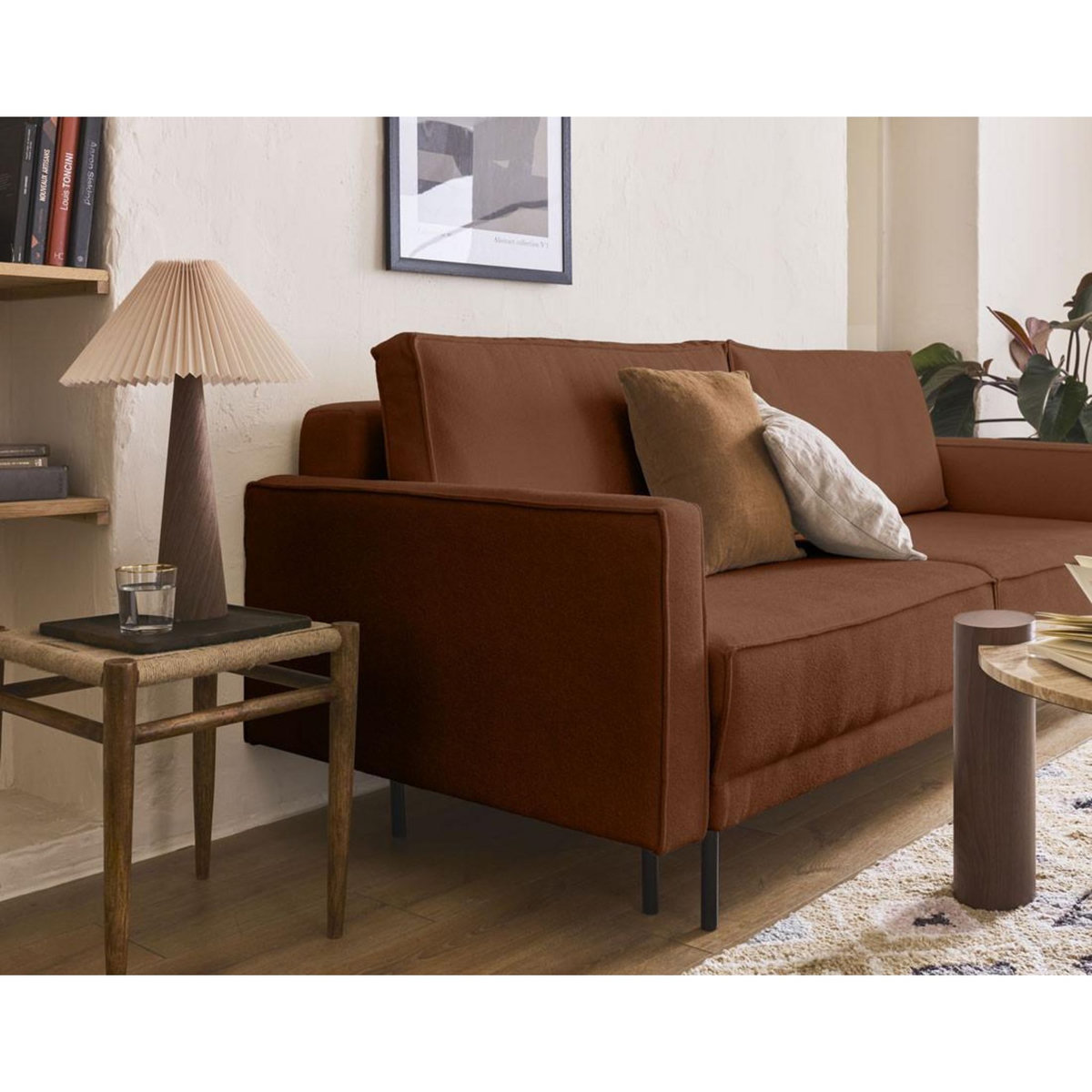 LISA DESIGN Charlie - canapé droit 3 places - convertible avec coffre - en tissu