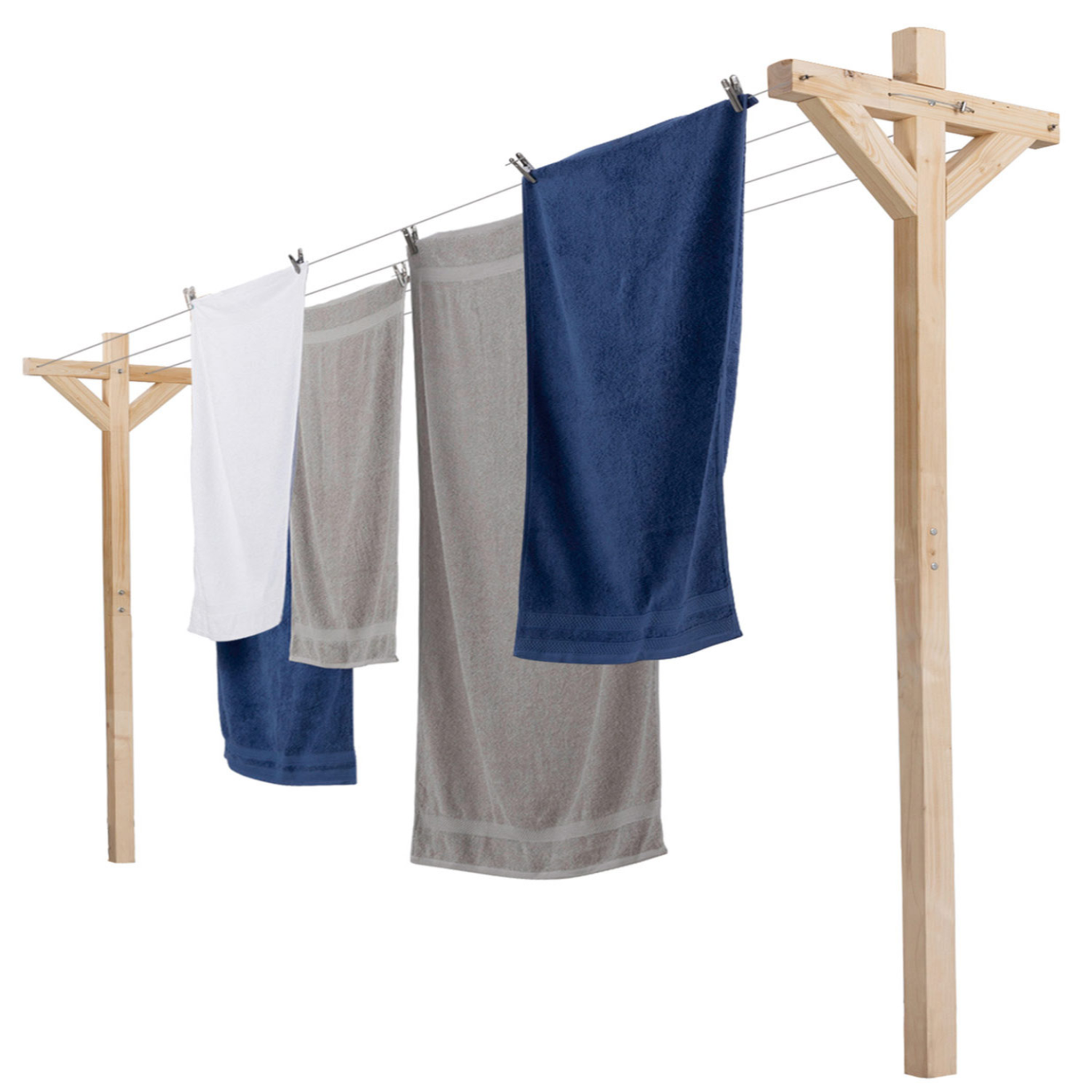 ID MARKET Etendoir à linge extérieur madera capacité 12m en bois