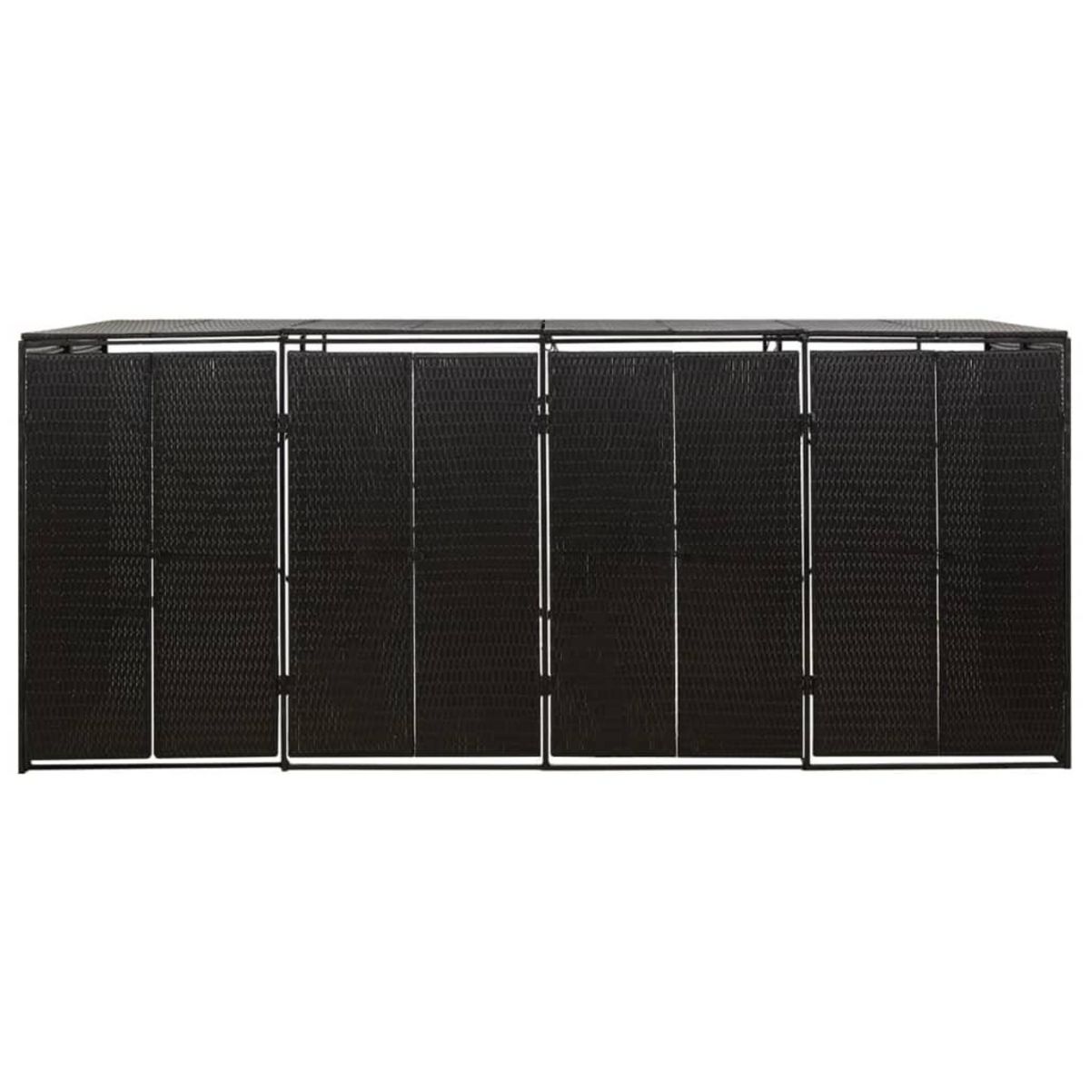 VIDAXL Abri pour poubelle quadruple Noir 274x80x117 cm Resine tressee