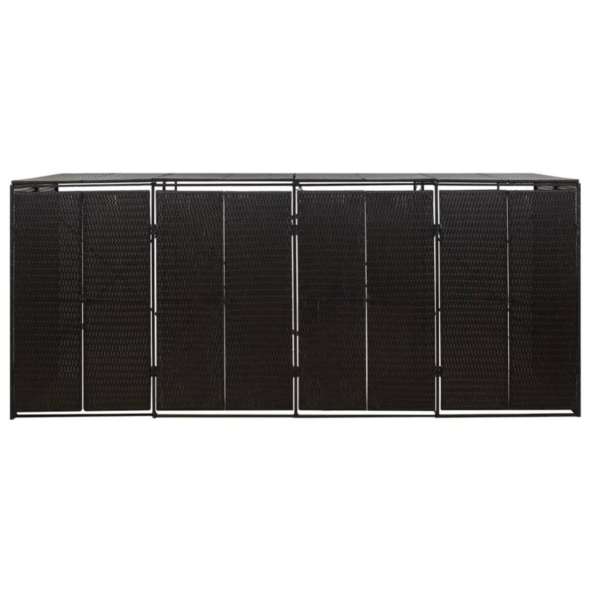VIDAXL Abri pour poubelle quadruple Noir 274x80x117 cm Resine tressee