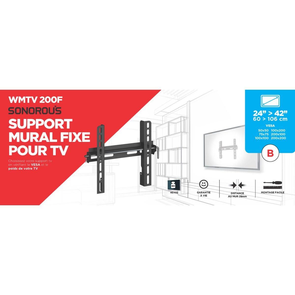 SONOROUS Support mural TV 24 a 42 pouces - WMTV 200F