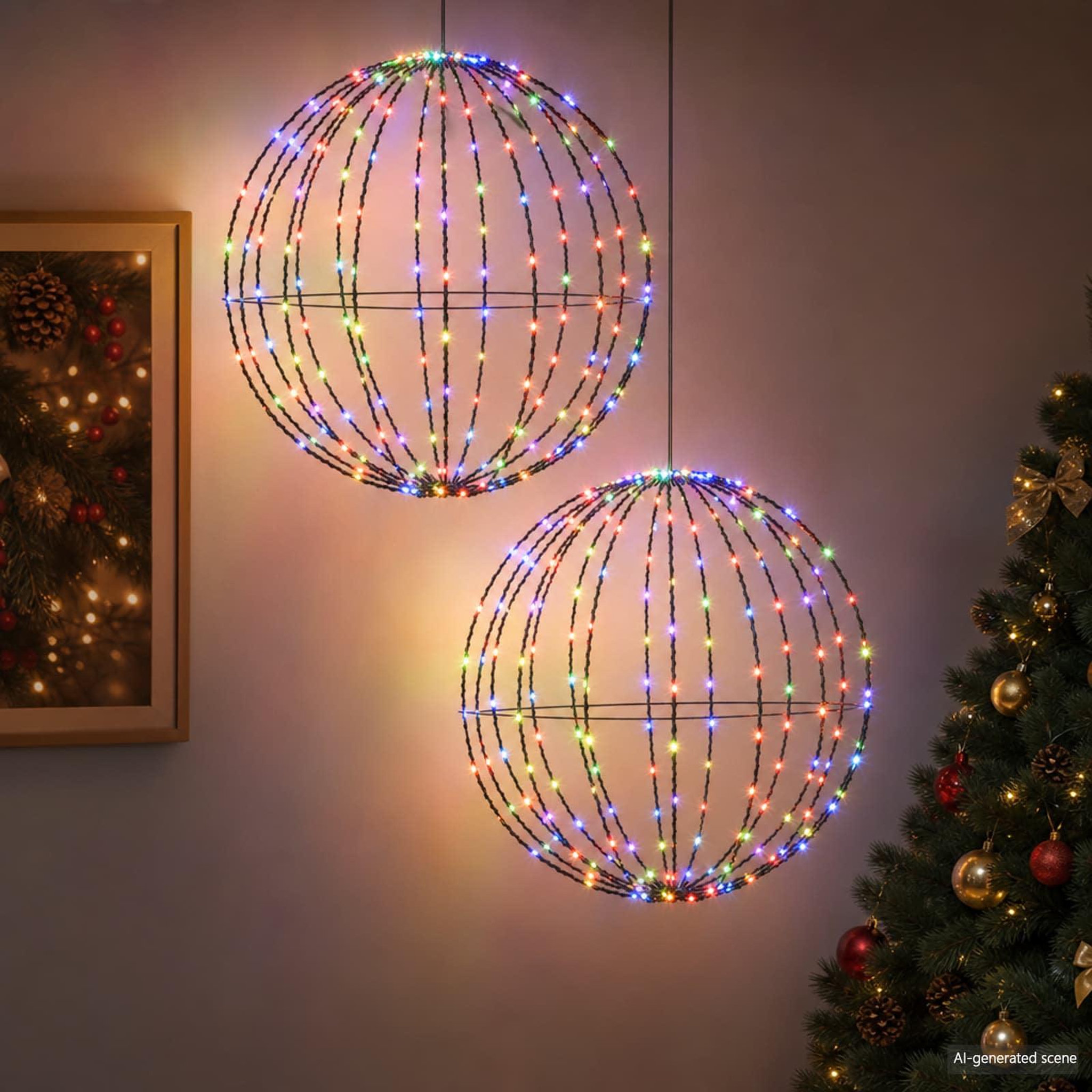 Voir la diapositive 2 : VIDAXL Fleuron lumineux de Noël 2 pc 384 LED RGB Diametre 60 x 63 cm