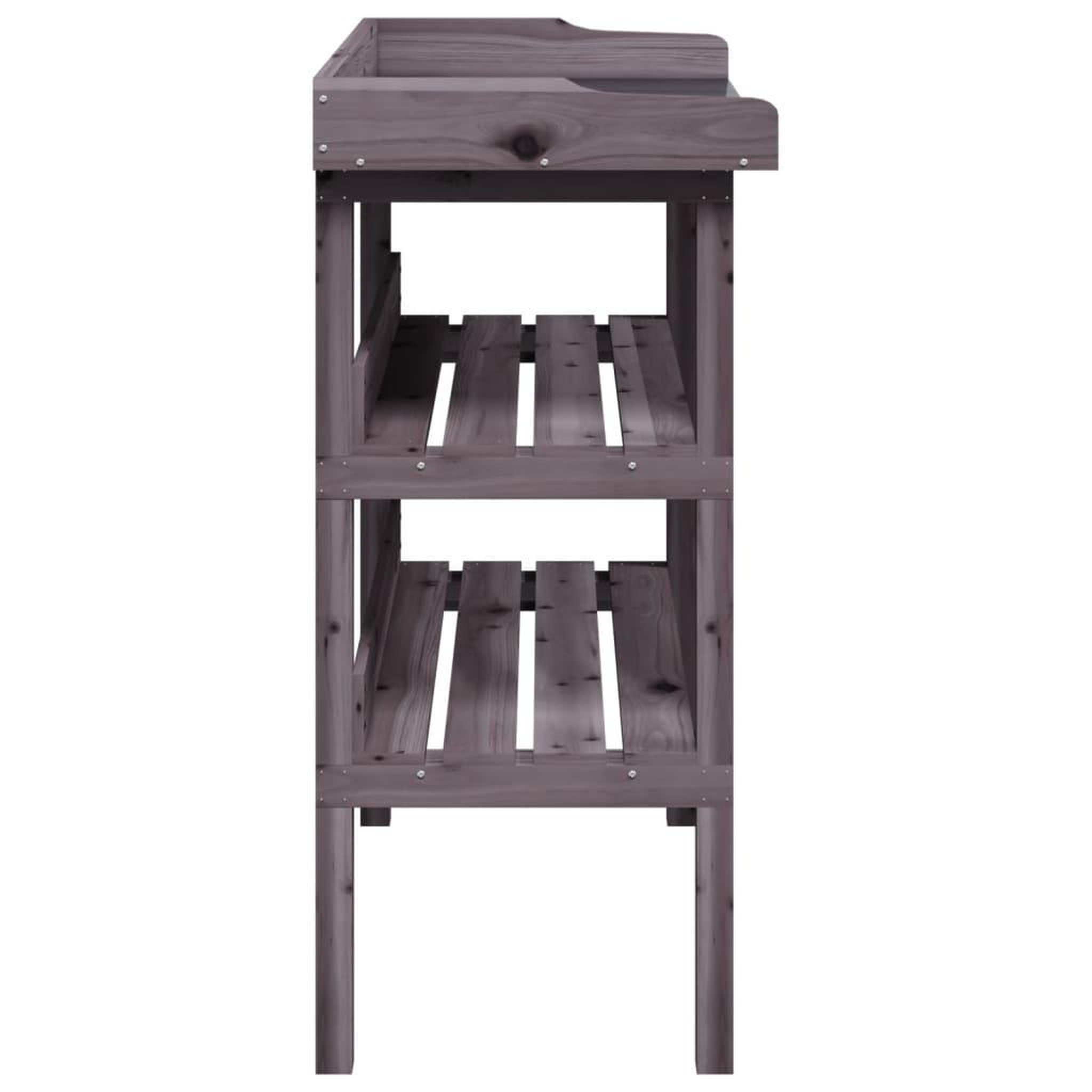 Voir la diapositive 5 : VIDAXL Table a plantes avec etageres gris 78x38x82,5 cm bois de sapin