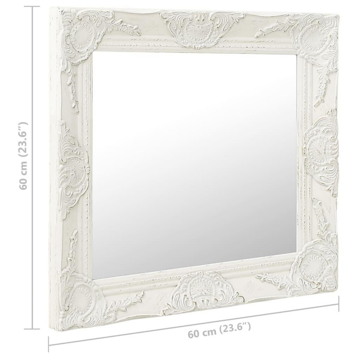 VIDAXL Miroir mural style baroque 60x60 cm Blanc