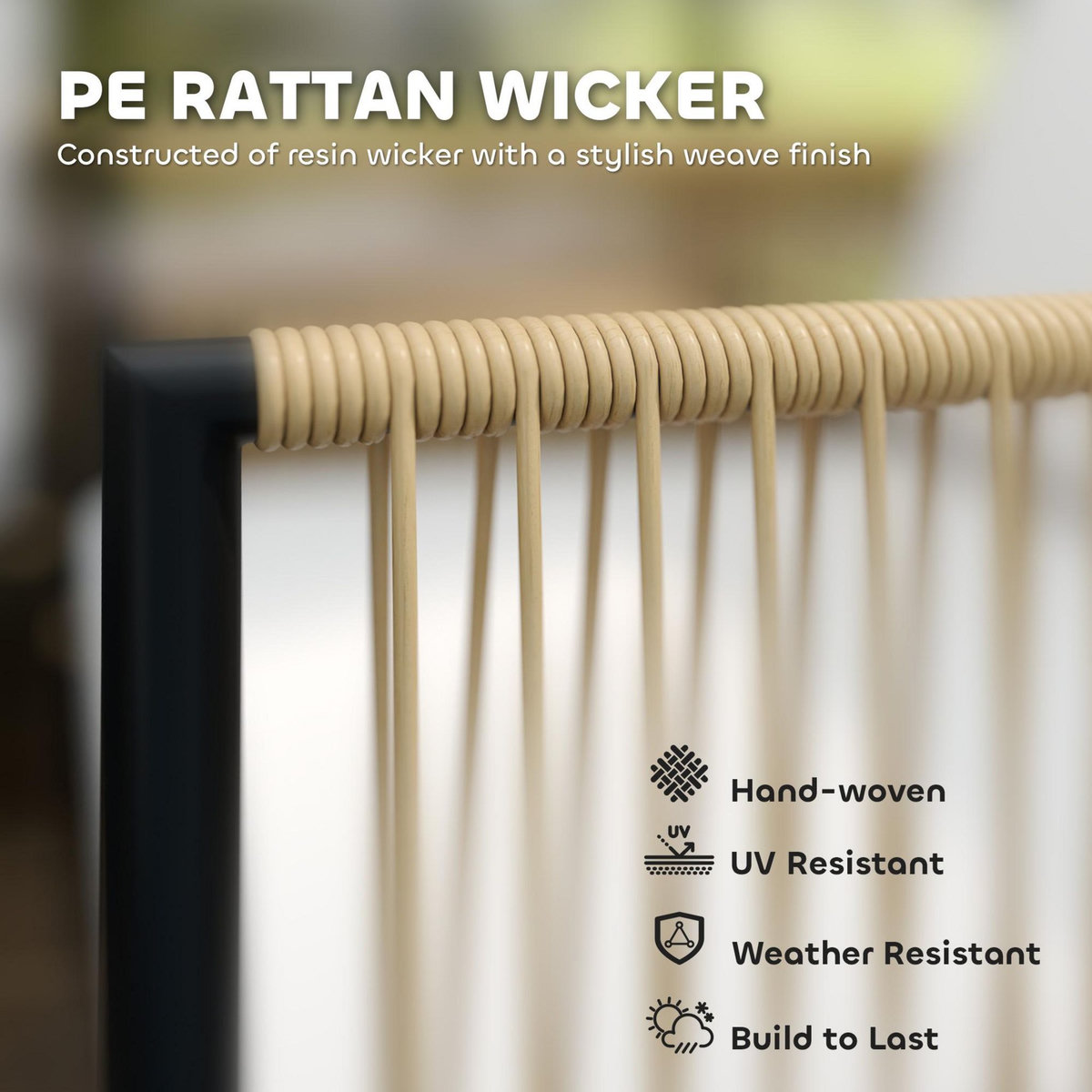 OUTSUNNY Salon de jardin 4 personnes 4 pièces style colonial acier noir résine filaire naturel